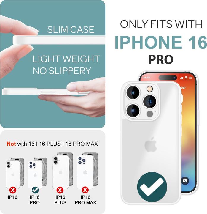 Actual product image Nalia Matte hybrid cover semi-transparent (Apple iPhone 16 Pro)