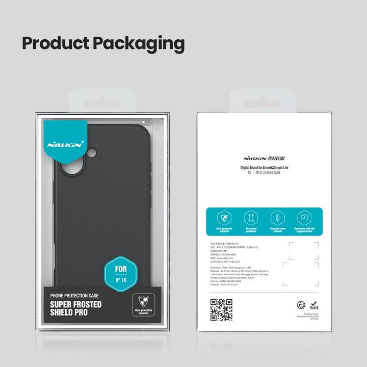Actual product image Nillkin Super Frosted Shield Pro case for iPhone 16 6,1" black (Apple iPhone 16)