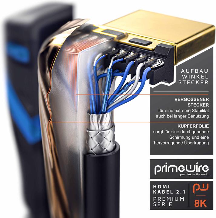 Produktbild Primewire HDMI Kabel 2.1, 8K Premium UHD High Speed, 7680x4320 @ 240 Hz mit DSC - 4k @ 240Hz mit DSC (3 m, HDMI)