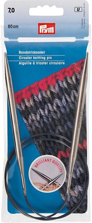 Produktbild Prym Rundstricknadel Messing, silber 7.00 mm, 80 cm, Beutel