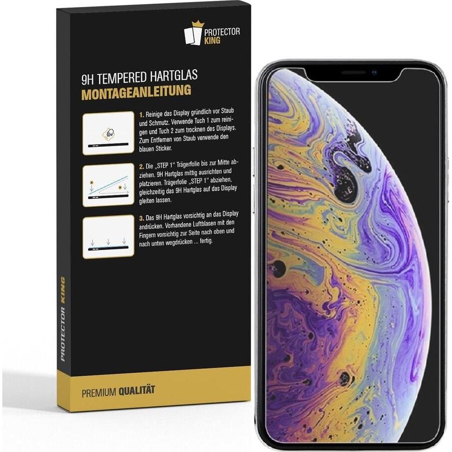 Thumbnail - Protectorking 1x echtes Tempered 9H Panzerhartglas 3D KLAR (1 Stück, Apple iPhone XS Max), Smartphone Schutzfolie, Trans...