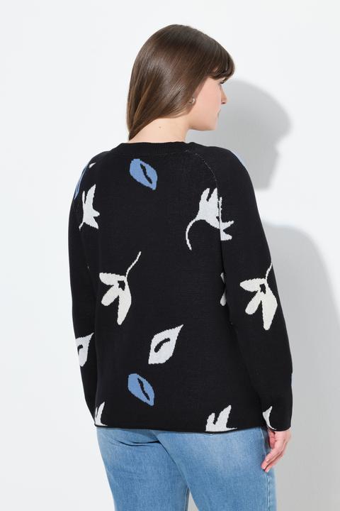 Produktbild Ulla Popken Pullover, Blätter, U-Boot-Ausschnitt, Langarm (42, 44)