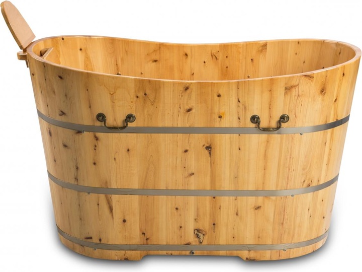 PureHaven freistehende Holzbadewanne 150x62cm aus Zedernholz 150 L ergonomische Formgebung pflegelei (150 l, 62 cm, 150 cm)