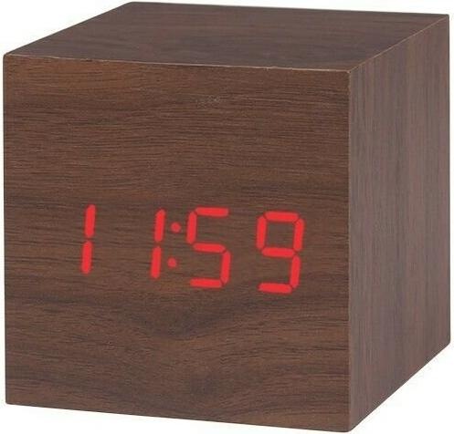 Actual product image JTI Digital alarm clock, square - Brown with red numbers