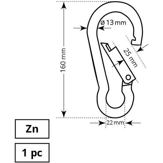 Thumbnail - Haushalt CARABINER 13X160 MM ZN 1DD