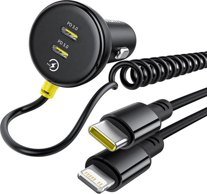 Image du produit Baseus Chargeur de voiture circulaire en plastique (C+C) + câble (C&L) 60W Cosmic Black