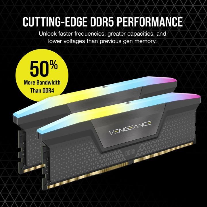 Productafbeelding Corsair Vengeance RGB (2 x 16GB, 6400 MHz, DDR5 RAM, DIMM 288 pin)