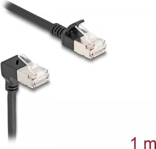 Actual product image Delock RJ45 network cable Cat.6A S/FTP Slim 90° top angle (S/FTP, CAT6a, 1 m)
