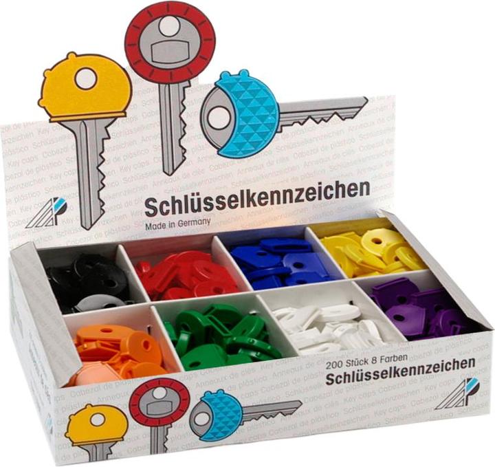 Actual product image Wedo Key caps round, 200-piece display made of flexible plastic, dimensions of product: (W)25 x (H)20