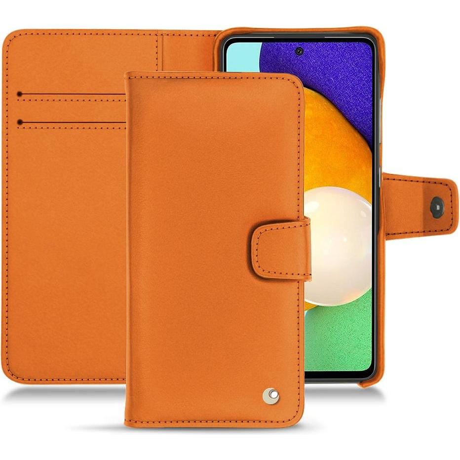 Noreve Lederschutzhülle Wallet (Samsung Galaxy A52), Smartphone Hülle, Orange