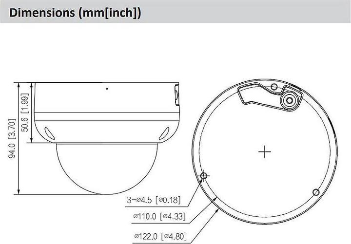 Produktbild Dahua 8MP Dome AI kamera IR 50m Schnelles Objektiv 2.8mm,1/1.8" Sensor, IPC-HDBW5842R-ASE-0280B-S3 (3840 x 2160 Pixels)