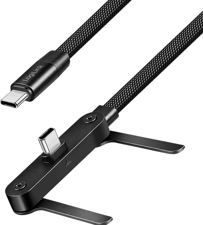 Productafbeelding LogiLink USB 2.0 Type-C-Kabel, C/M zu C/M, 480 Mbit/s, 240W, Flachband, Standfuss, schwarz, 1,5 m (1.50 m, USB 2.0, 240 W)