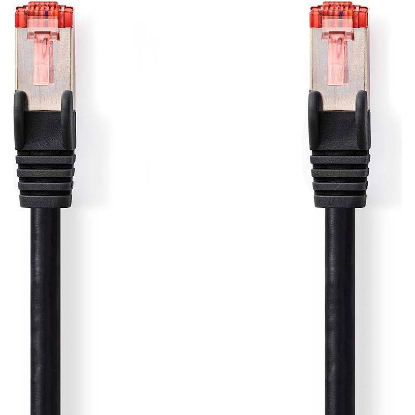Nedis Cat 6 Kabel RJ45 Stecker RJ45 Stecker S/FTP 15.0 m Rund LSZH Schwarz Label (S/FTP, CAT6, 15 m), Netzwerkkabel
