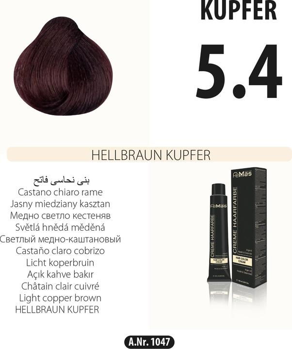 5.4) Couleur de cheveux Helbraun Cuivre 100ml