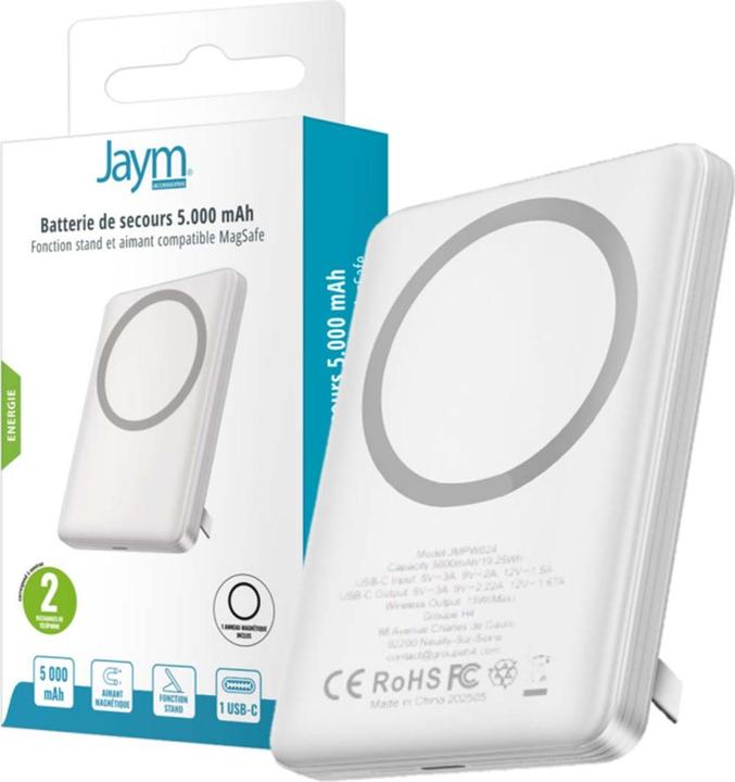 Image du produit Jaym Powerbank 5000mAh MagSafe 15W USB-C Stand (5000 mAh, 20 W, 18.50 Wh)