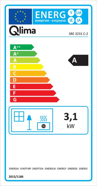 Energie-Label Qlima Laserkachel SRE 3231 C-2 Paraffine / Petroleum 48 mÂ² (3100 W)