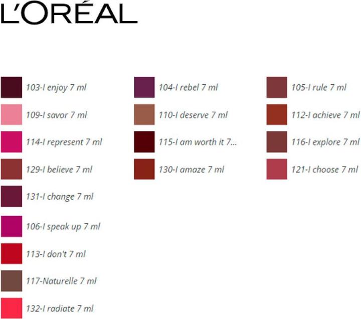 Nährwerte und Zutaten L'Oréal Paris L’Oréal Paris ROUGE SIGNATURE liquid lipstick #131-I change 7 ml (131 I Captivate)