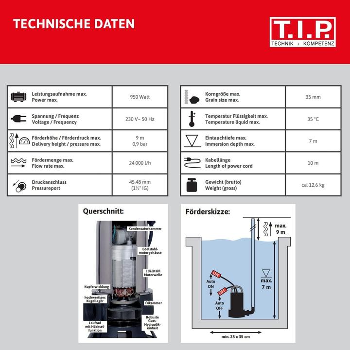 Produktbild T.I.P. Schmutzwasser-Tauchpumpe 30140 (Schmutzwasserpumpe)