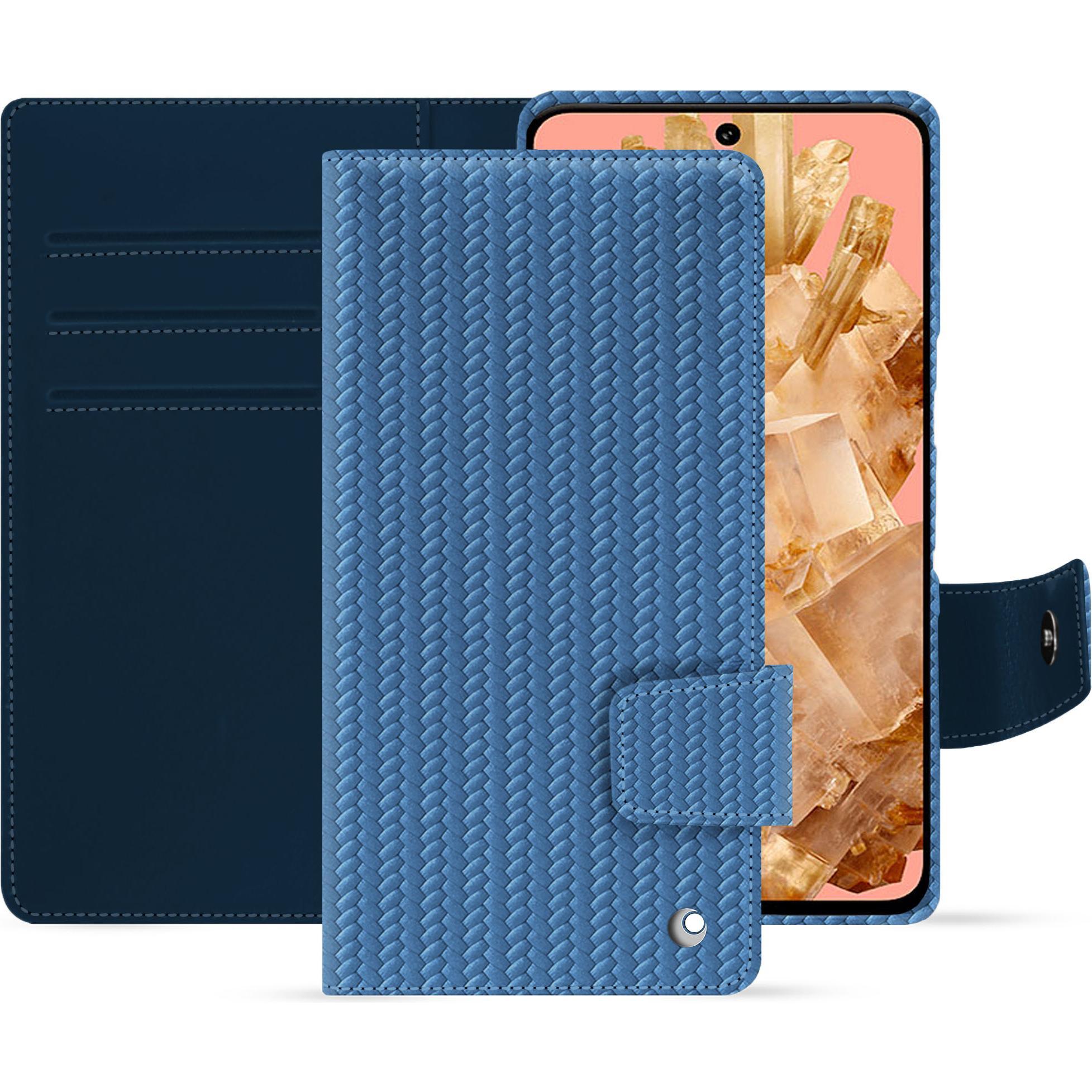 Noreve Lederschutzhülle Google Pixel 8 (Google Pixel 8), Smartphone Hülle, Blau