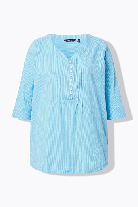 Actual product image Ulla Popken Textured Stripe Pintuck Blouse (60)