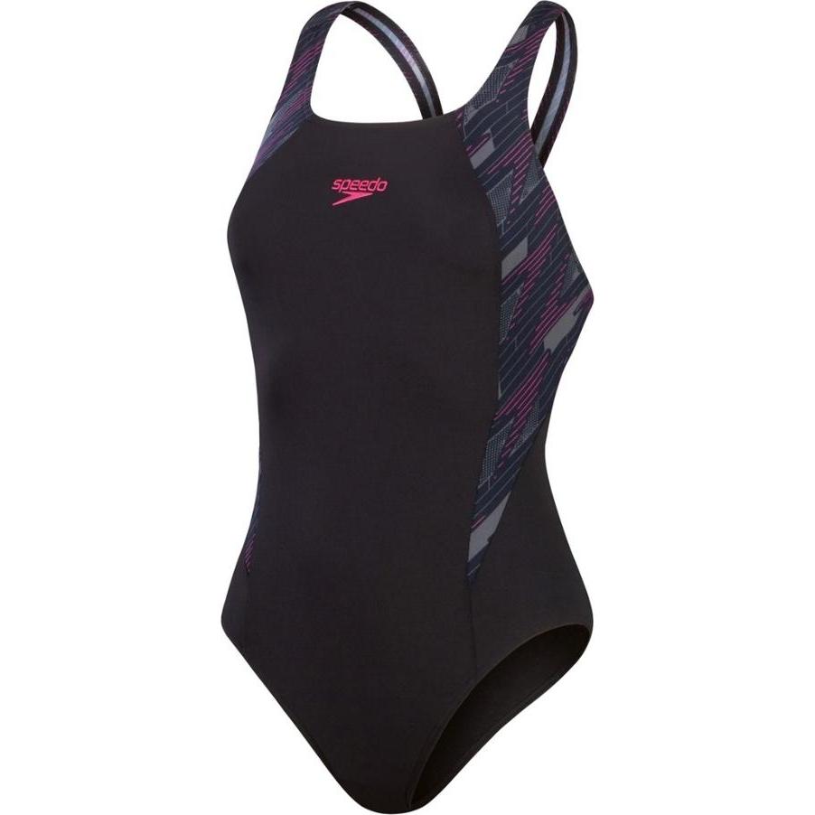 Speedo, Damen, Badeanzug, HyperBoom Splice Muscleback, Schwarz, (W30/L34)