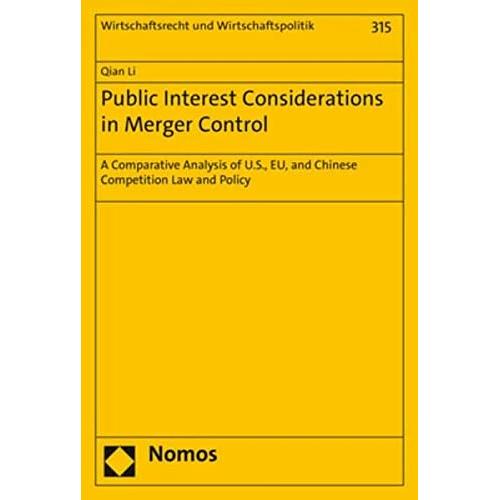 Public Interest Considerations in Merger Control, Fachbücher von Qian Li
