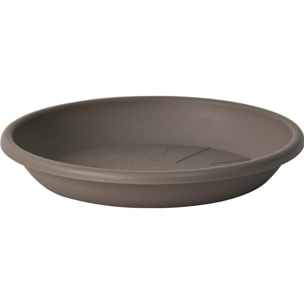 Euro 3 plast, Blumentopf Zubehör, Guya Blumentopf mit Untersetzer Medea in rund aus recyceltem Kunststoff (40 cm, Taupe)