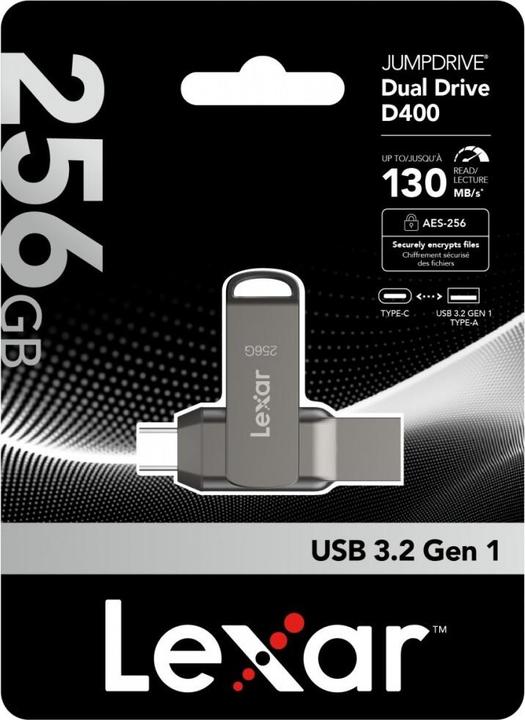 Immagine prodotto Lexar UNITÀ DI MEMORIA FLASH USB3.1 256G/D400 LJDD400256G-BNQNG (256 GB, USB-C, USB-A)