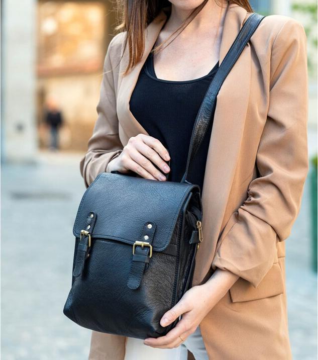 Immagine prodotto Saora Zaino Borsa a tracolla 2in1 Govind2 in vera pelle riciclata