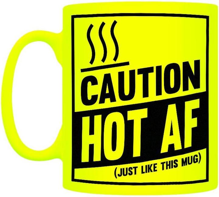Grindstore Henkelbecher Caution Hot AF Neongelb