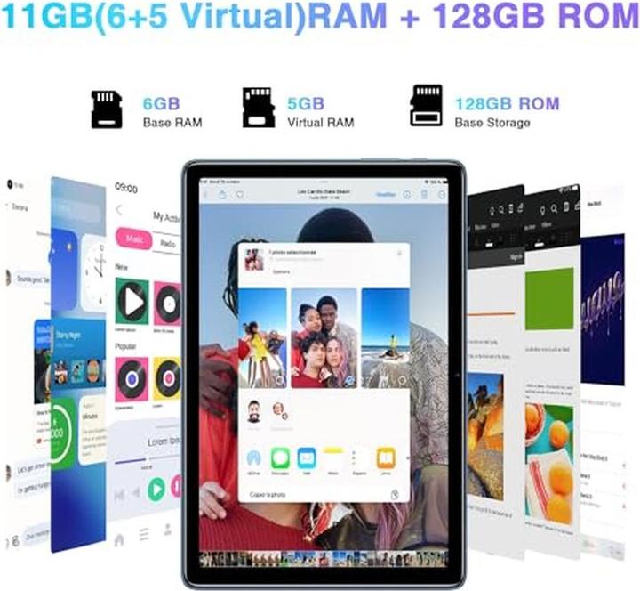 Actual product image Doogee Android 14 Tablet with 11GB RAM, 128GB Storage, 10.1-Inch Display, and 6600mAh Battery (10.10", 128 GB)