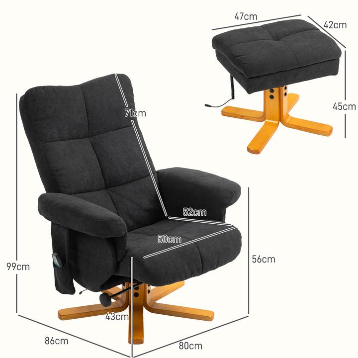 Produktbild Homcom Relaxsessel mit Fusshocker Polyester, Schaumstoff Schwarz
