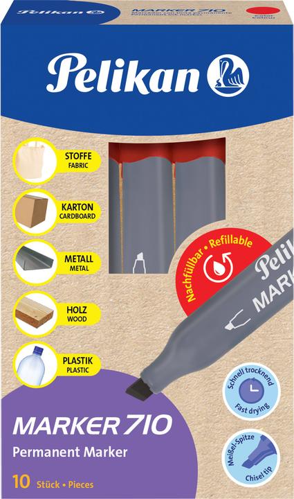 Actual product image Pelikan Permanent marker 710, wedge tip, red (1 x)