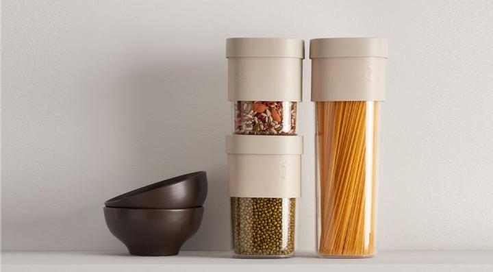 Produktbild Lékué Flip Aufbewahrungsboxen Set beige, 5-tlg. (0.85 l)