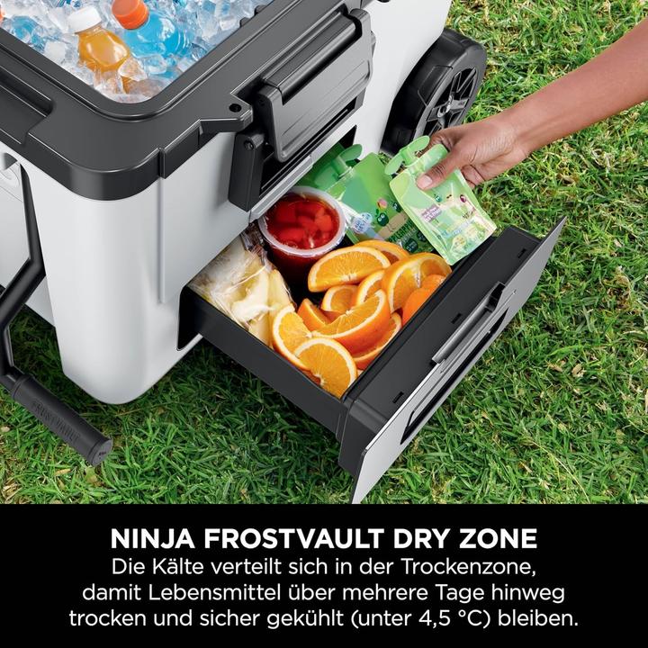 Actual product image Ninja FrostVault Kühlbox mit Rollen und Isolierung, integrierter Dry Zone Schublade für Lagerung bei