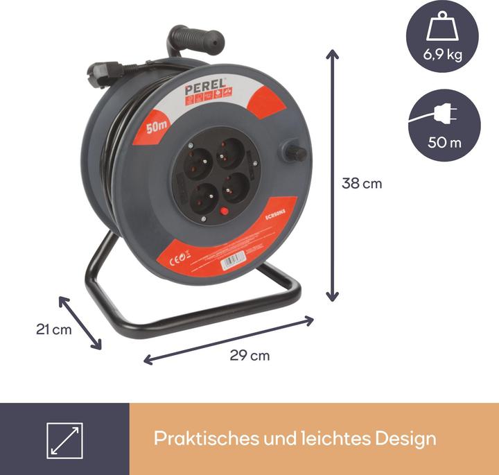 Actual product image Velleman CABLE REEL - 50 m - 3G1.5 - GERMAN SOCKET (50 m)