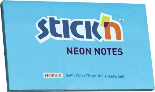 B.N.T. Notes Stick'N NEON blå 76x127mm 100blade - (12 pcs.)