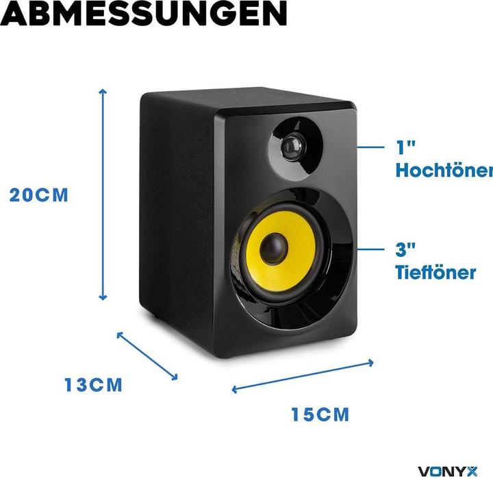 Image du produit Vonyx Moniteurs de studio SMN30B Paire Noir (Actif, Couples, 1x 60 W)