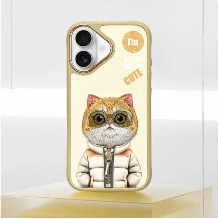 Productafbeelding ASUS Nimmy hoesje iPhone 16 6.1" kaki Cool&Cute 2.0 Cat (Apple iPhone 16)