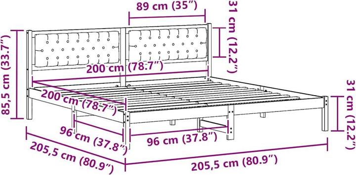 Actual product image vidaXL Bettgestell (200 x 200 cm)