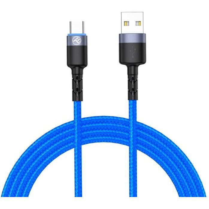 Tellur Data cable USB to Type-C with LED Light, 3A, 1.2m blue (1.20 m, USB 3.2 Gen 1), USB Kabel