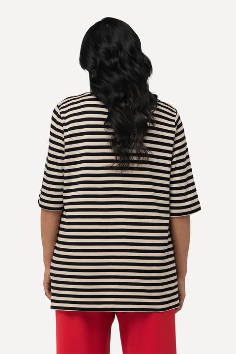 Produktbild Ulla Popken T-Shirt, Pima Cotton, Ringel, V-Ausschnitt, Halbarm (42, 44)