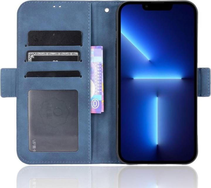 Produktbild Cover-Discount iPhone 14 - Etui mit vielen Kartenfächer blau (Apple iPhone 14)