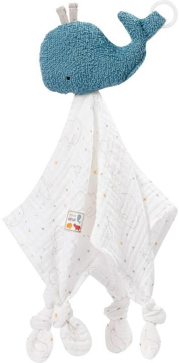 Fehn 056068 Doudou baleine fehnNATUR - Doudou pour bébé en coton bio avec attache tétine