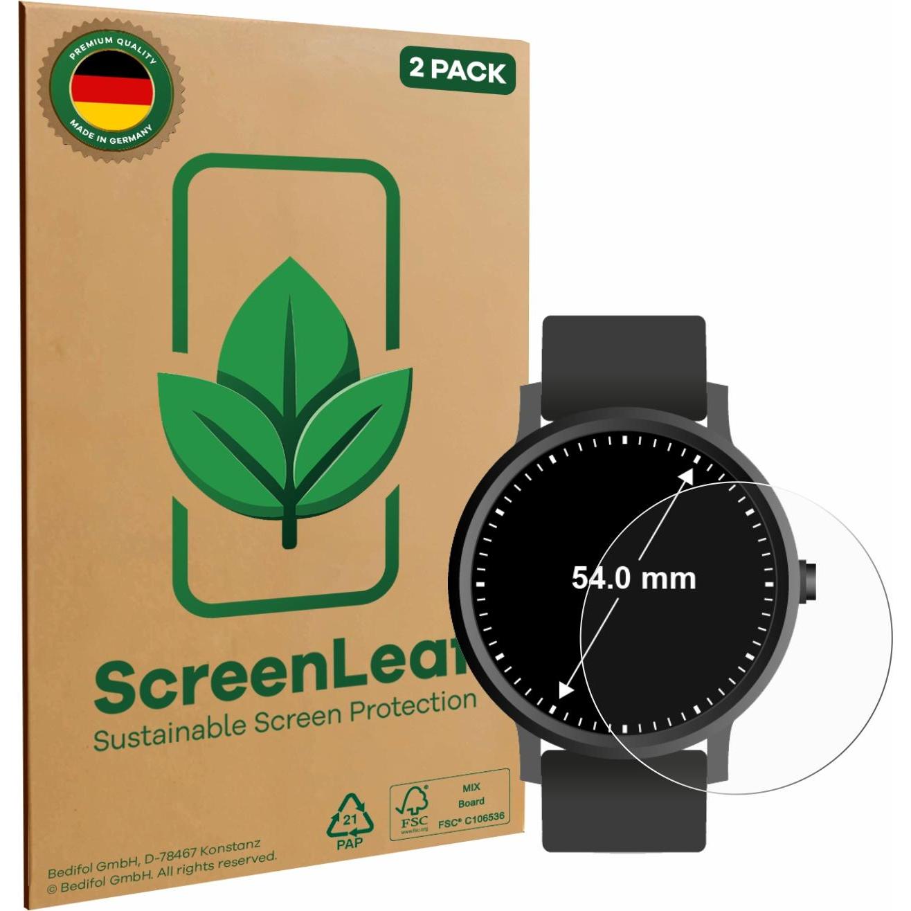 ScreenLeaf Schutzfolie nachhaltiger Displayschutz Displayschutzfolie Folie Klar Transparent, Smartwatch Schutzfolie, Tra...