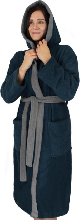 Actual product image Normani Ladies Cotton Bathrobe with Terrycloth, two-tone - OEKO-TEX® 100 - 8783 (4XL)