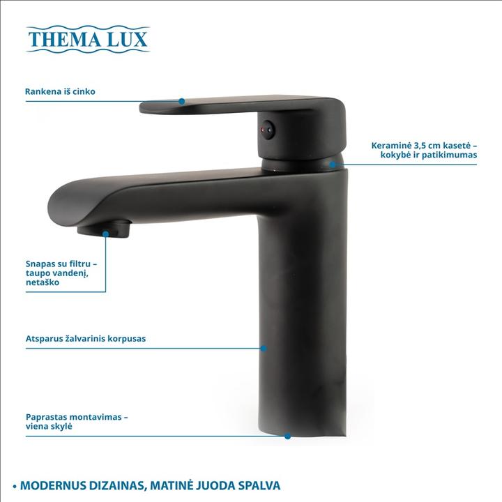 Actual product image Thema_lux BASIN MIXER TOPIC LUXDF12301-1. BLACK