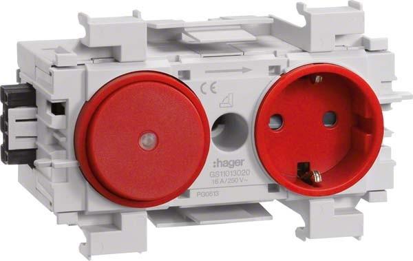 Produktbild Hager TEH GS11013020 Steckdose+Schalter Wago Steck-/ Klemmt. halogenfrei frontrastend
