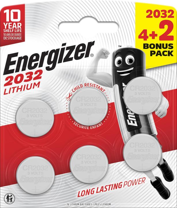 Actual product image Energizer Button cell 2032 E303945700 Lithium 4+2pcs. (10 pcs., CR2032)