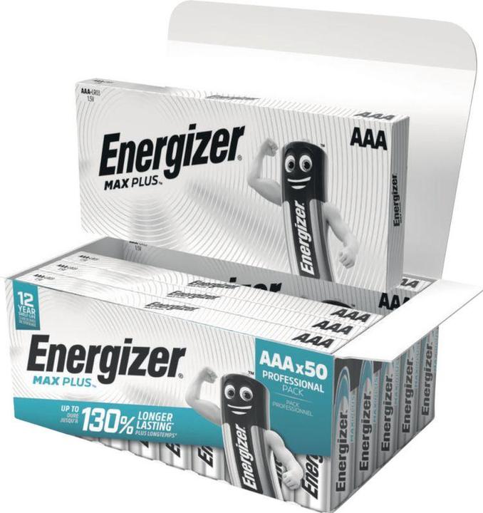 Actual product image Energizer Batterier Alkaline Max Plus AAA, pakke a 50 stk (50 pcs., AAA, 1220 mAh)